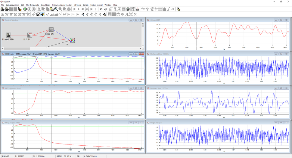 Screenshots Sigview spectrum analyzer FFT based signal analysis